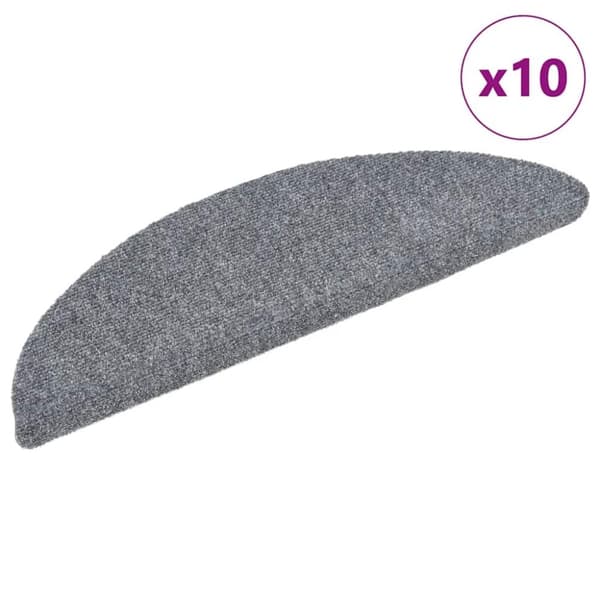 vidaXL selvklæbende trappemåtter 10 stk. 56x17x3 cm tuftet lysegrå