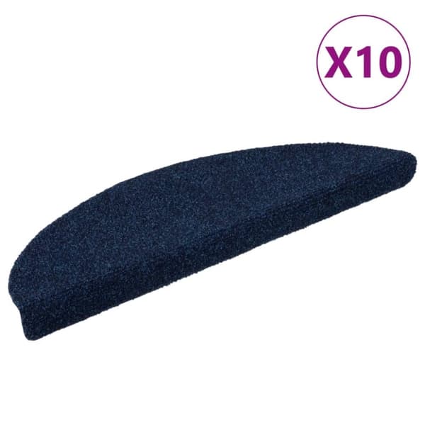 vidaXL Trappstegsmattor självhäftande 10 st marinblå 56x17x3 cm brodyr