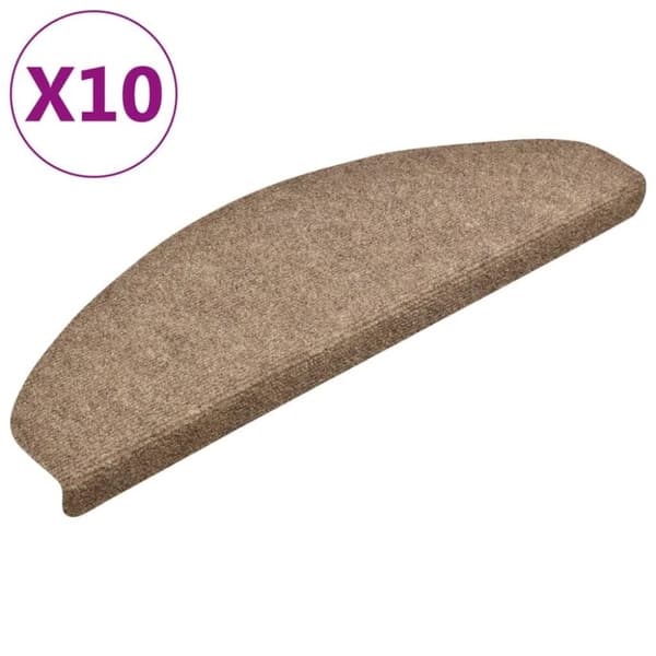 vidaXL Trappstegsmattor självhäftande 10 st gräddvit 65x21x4 cm brodyr