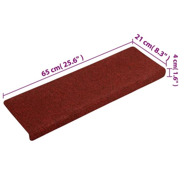 vidaXL Trappstegsmattor 5 st vinröd 65x21x4 cm brodyr