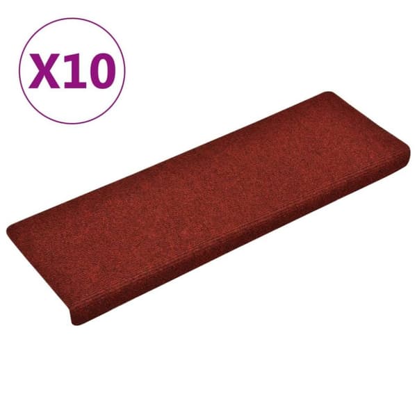 vidaXL trappemåtter 10 stk. 65x21x4 cm tuftet bordeauxfarvet
