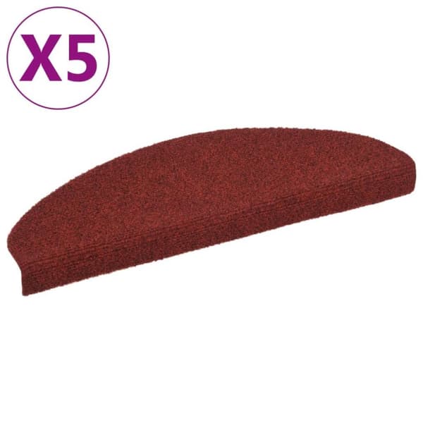 vidaXL selvklæbende trappemåtter 5 stk. 65x21x4 cm tuftet rød