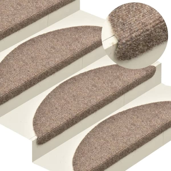 vidaXL selvklæbende trappemåtter 5 stk. 65x21x4 cm tuftet cremefarvet
