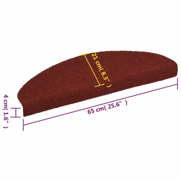 vidaXL selvklæbende trappemåtter 10 stk. 65x21x4 cm tuftet rød