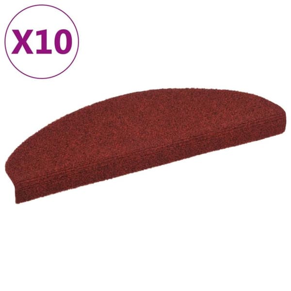 vidaXL selvklæbende trappemåtter 10 stk. 65x21x4 cm tuftet rød
