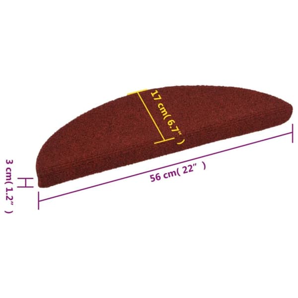 vidaXL selvklæbende trappemåtter 10 stk. 56x17x3 cm tuftet rød