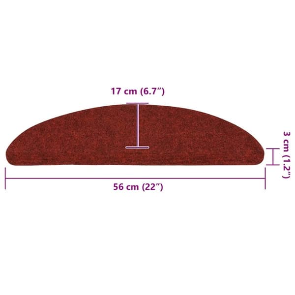 vidaXL selvklæbende trappemåtter 10 stk. 56x17x3 cm tuftet rød