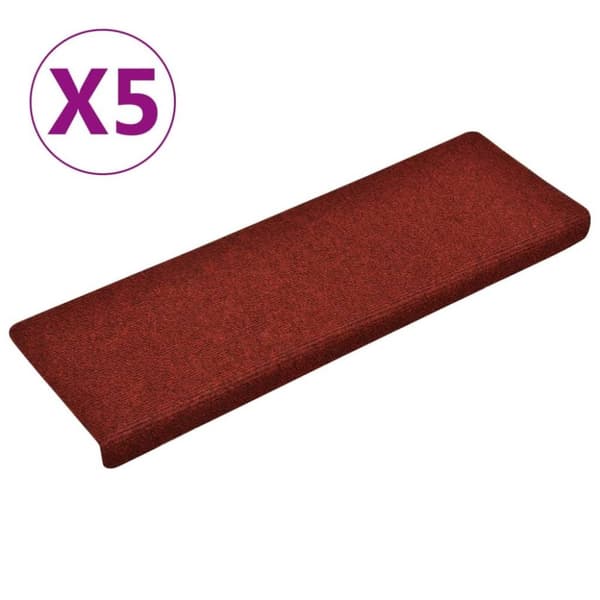 vidaXL trappemåtter 5 stk. 65x21x4 cm tuftet bordeauxfarvet