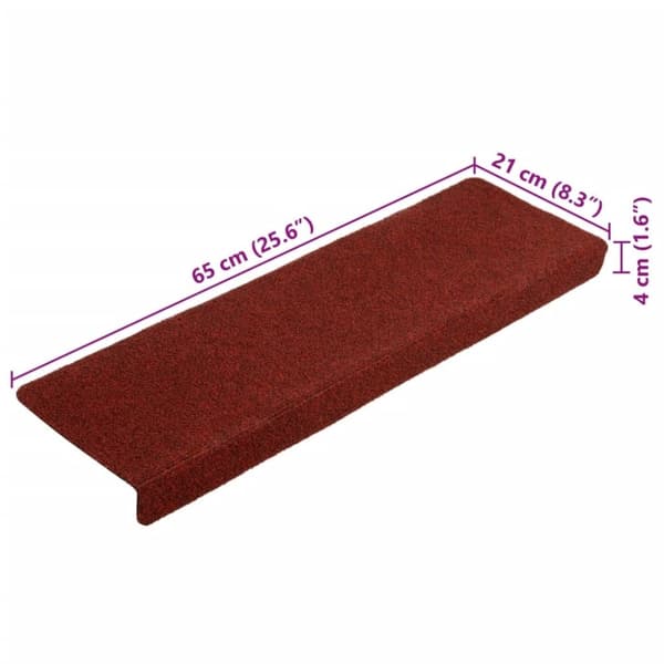 vidaXL trappemåtter 5 stk. 65x21x4 cm tuftet bordeauxfarvet