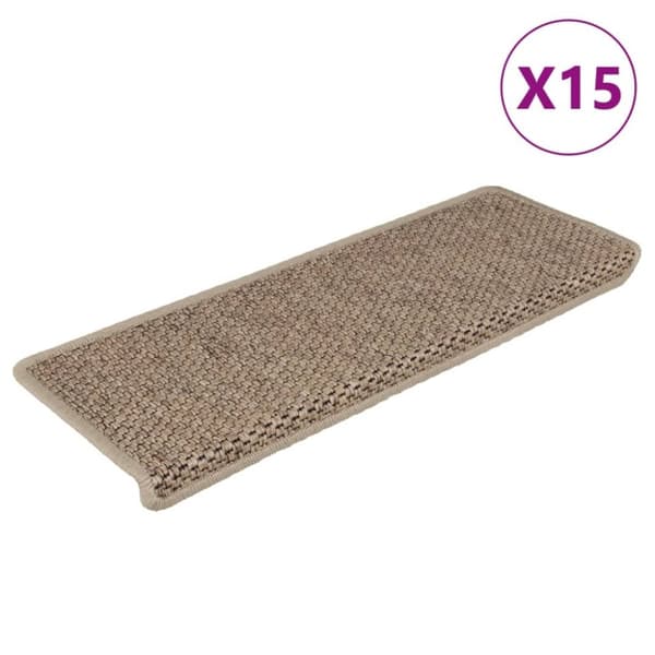 vidaXL selvklæbende trappemåtter 15stk. 65x21x4cm sisal-look sandfarve