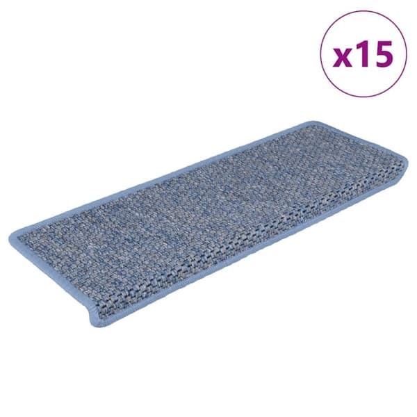 vidaXL selvklæbende trappemåtter 15 stk. 65x21x4 cm sisal-look blå