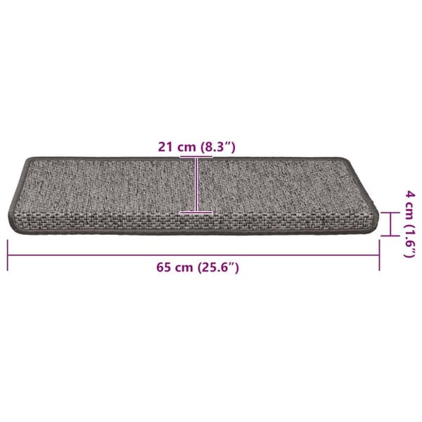 vidaXL selvklæbende trappemåtter 15stk. 65x21x4cm sisal-look grå beige