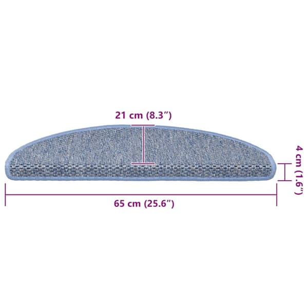 vidaXL selvklæbende trappemåtter 15 stk. 65x21x4 cm sisal-look blå