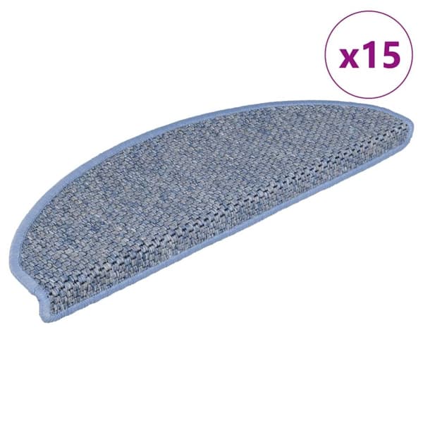 vidaXL selvklæbende trappemåtter 15 stk. 65x21x4 cm sisal-look blå
