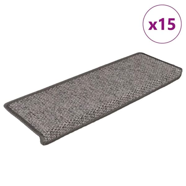 vidaXL Selvklebende trappematter sisal 15 stk 65x21x4 cm grå og beige