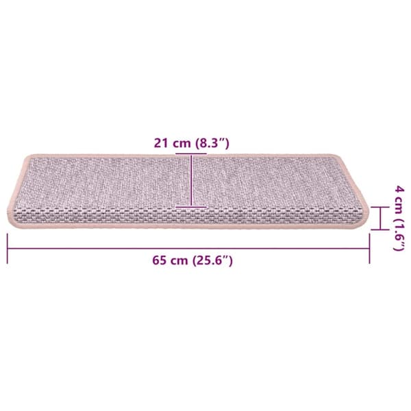 vidaXL Trappstegsmattor självhäftande sisal 15 st 65x21x4 cm röd