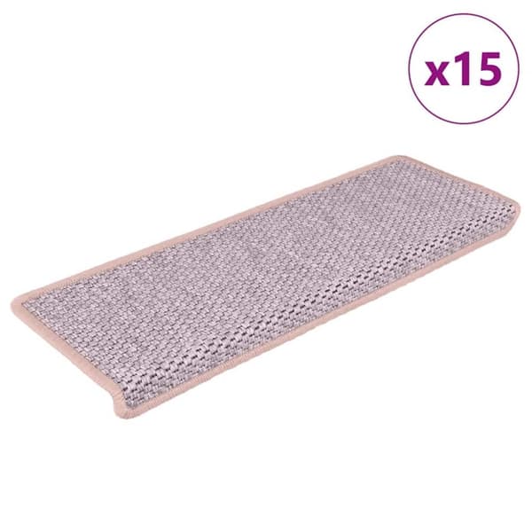 vidaXL Trappstegsmattor självhäftande sisal 15 st 65x21x4 cm röd