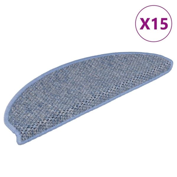 vidaXL Trappstegsmattor självhäftande sisal 15 st 56x17x3 cm blå