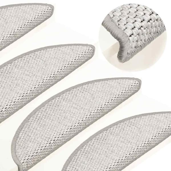 vidaXL Selvklebende trappematter sisal 15 stk 56x17x3 cm platina