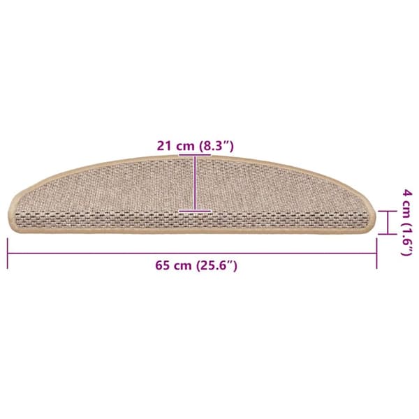 vidaXL selvklæbende trappemåtter 15stk. 65x21x4cm sisal-look lys beige