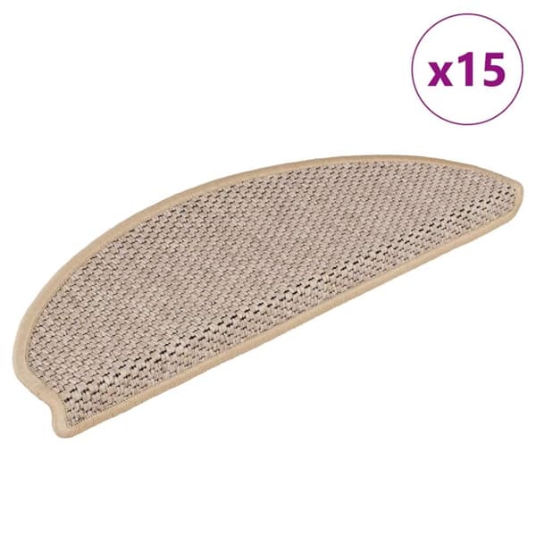 vidaXL selvklæbende trappemåtter 15stk. 65x21x4cm sisal-look lys beige