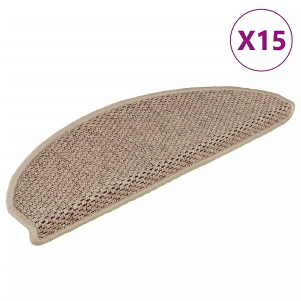 vidaXL selvklæbende trappemåtter 15stk. 65x21x4cm sisal-look sandfarve