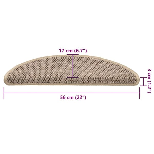 vidaXL selvklæbende trappemåtter 15 stk. 56x17x3 cm sisal-look beige