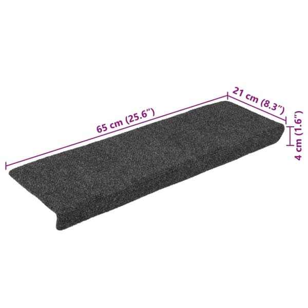 vidaXL trappemåtter 15 stk. 65x21x4 cm tuftet antracitgrå