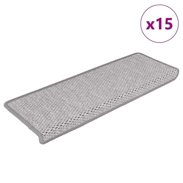 vidaXL selvklæbende trappemåtter 15 stk. 65x21x4 cm sisal-look platina