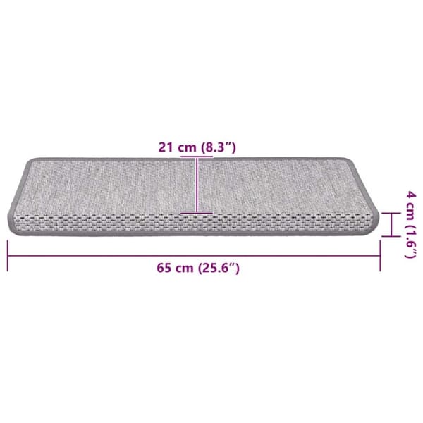 vidaXL Selvklebende trappematter sisal 15 stk 65x21x4 cm platina