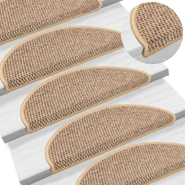 vidaXL Trappstegsmattor självhäftande sisallook 15 st 56x17x3 cm sand