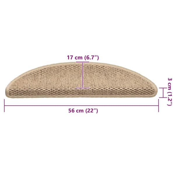 vidaXL Trappstegsmattor självhäftande sisallook 15 st 56x17x3 cm sand