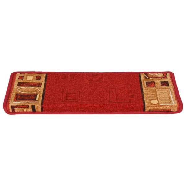 vidaXL Trappstegsmattor självhäftande 15 st 65x21x4 cm röd