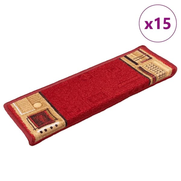 vidaXL Selvklebende trappematter 15 stk 65x21x4 cm rød