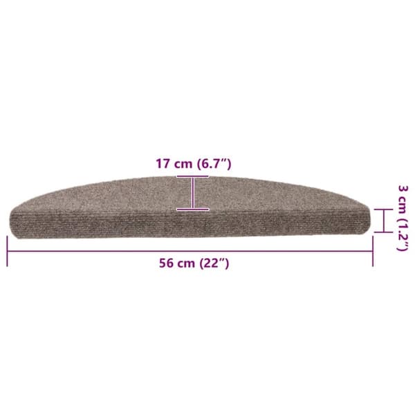vidaXL Trappstegsmattor självhäftande 5 st gräddvit 56x17x3 cm brodyr