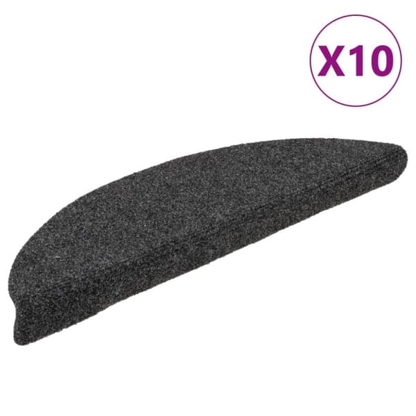vidaXL selvklæbende trappemåtter 10 stk. 56x17x3 cm tuftet antracitgrå