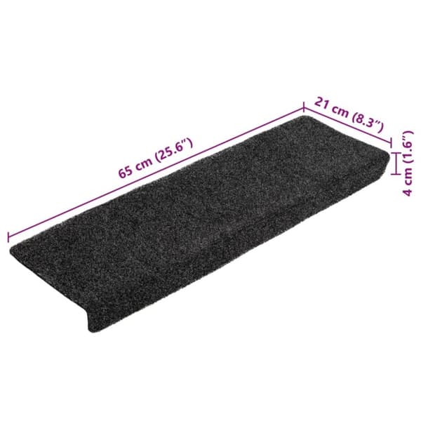 vidaXL Porrasmatot 10 kpl harmaa 65x21x4 cm neulahuopa