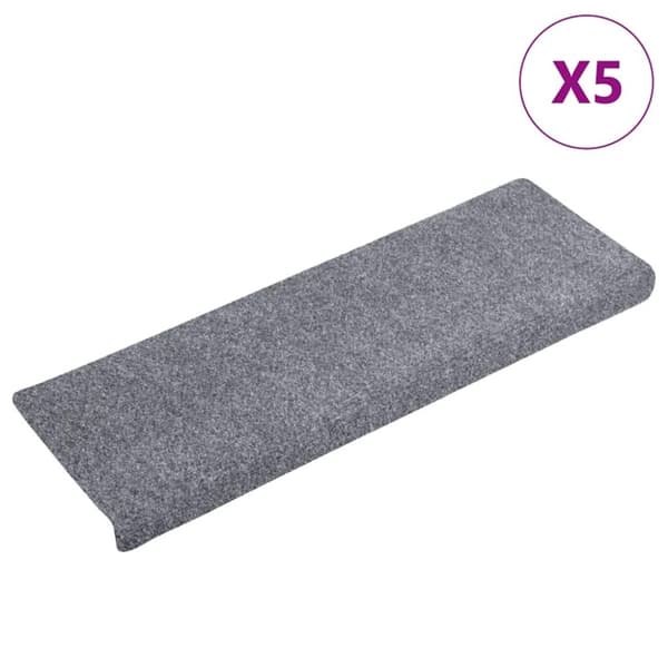 vidaXL Selvklebende trappematter 5 stk lysegrå 65x21x4 cm nålestempel