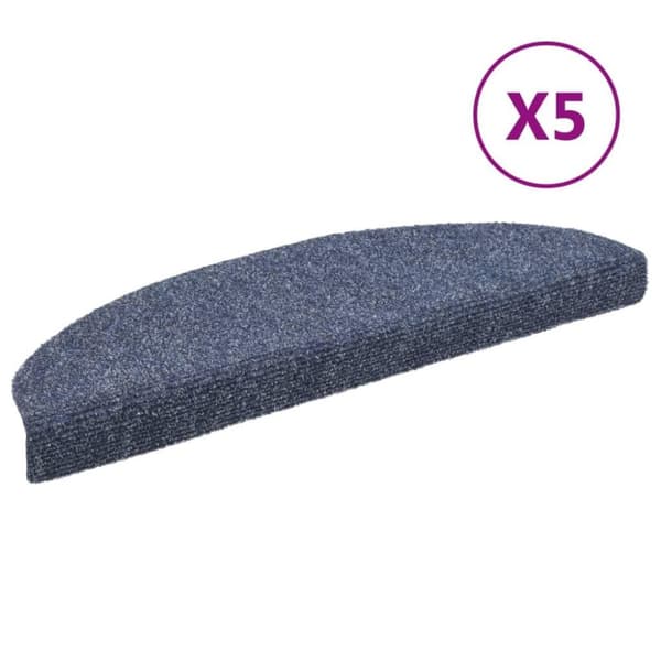 vidaXL Trappstegsmattor självhäftande 5 st blå 65x21x4 cm brodyr