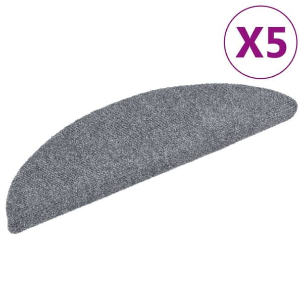 vidaXL selvklæbende trappemåtter 5 stk. 56x17x3 cm tuftet lysegrå