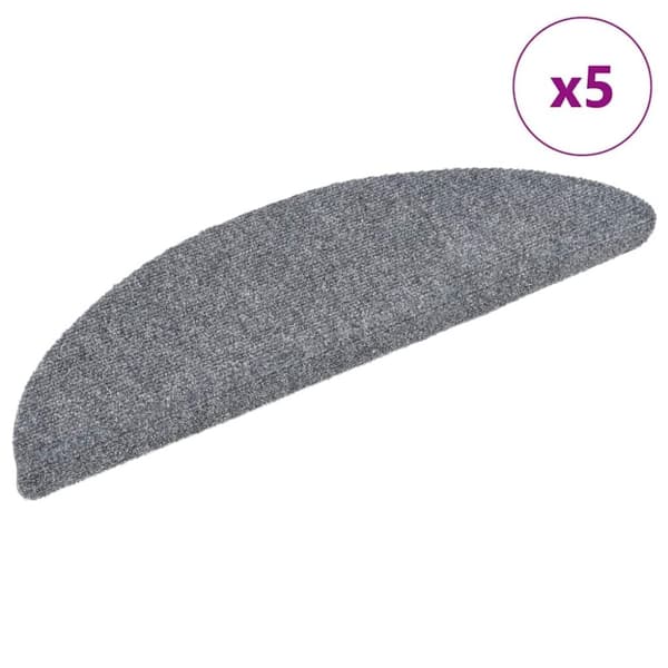 vidaXL selvklæbende trappemåtter 5 stk. 56x17x3 cm tuftet lysegrå