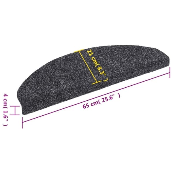 vidaXL selvklæbende trappemåtter 10 stk. 65x21x4 cm tuftet mørkegrå