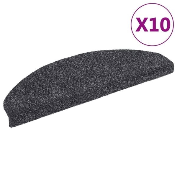 vidaXL selvklæbende trappemåtter 10 stk. 65x21x4 cm tuftet mørkegrå