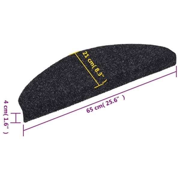 vidaXL Selvklebende trappematter 10 stk svart 65x21x4 cm nålestempel