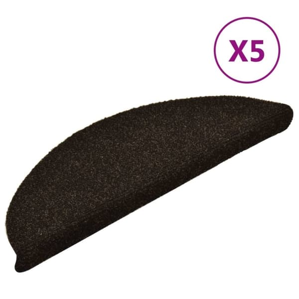 vidaXL selvklæbende trappemåtter 5 stk. 56x17x3 cm tuftet mørkebrun