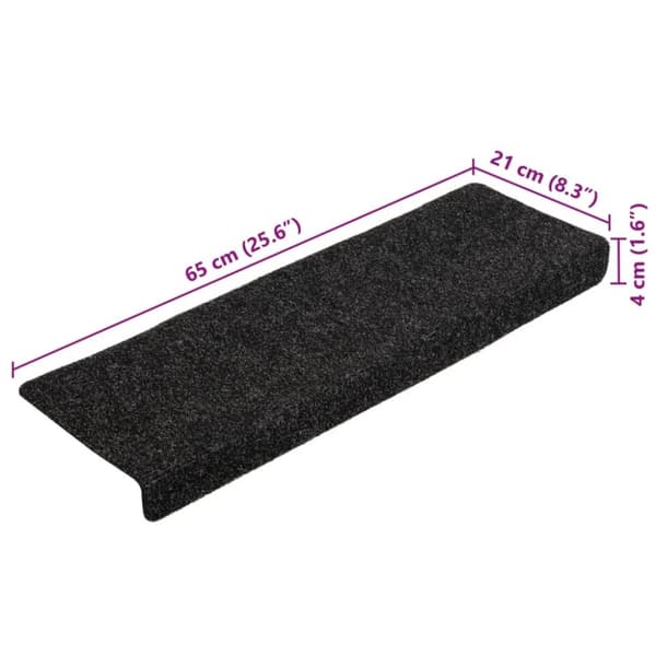 vidaXL trappemåtter 5 stk. 65x21x4 cm tuftet sort