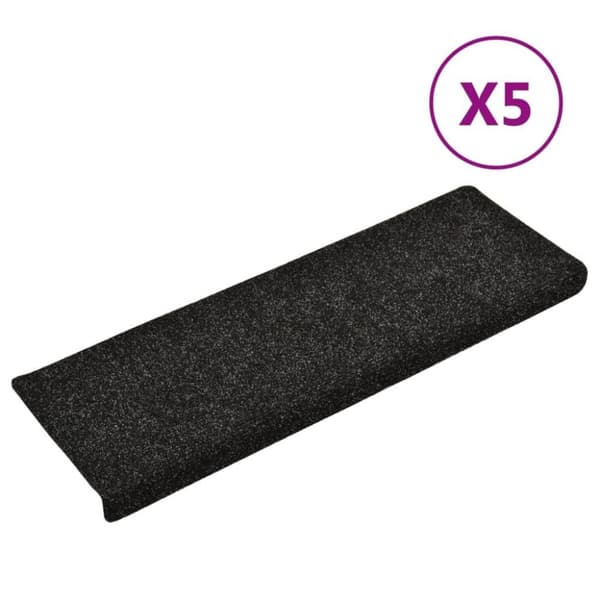 vidaXL trappemåtter 5 stk. 65x21x4 cm tuftet sort