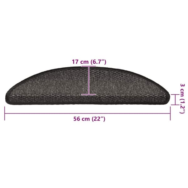 vidaXL selvklæbende trappemåtter 15 stk. 56x17x3cm sisal-look antracit