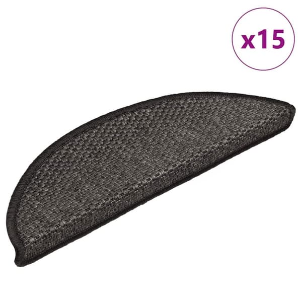 vidaXL selvklæbende trappemåtter 15 stk. 56x17x3cm sisal-look antracit