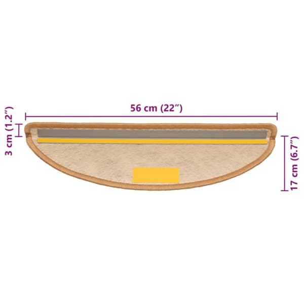vidaXL Itsekiinnittyvät porrasmatot sisaltyyli 15 kpl 56x17x3 cm sisal
